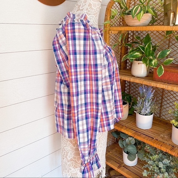 NWT Twelve Twelve Shannon Plaid Blouse Purple XS Anthropologie - Picture 7 of 12